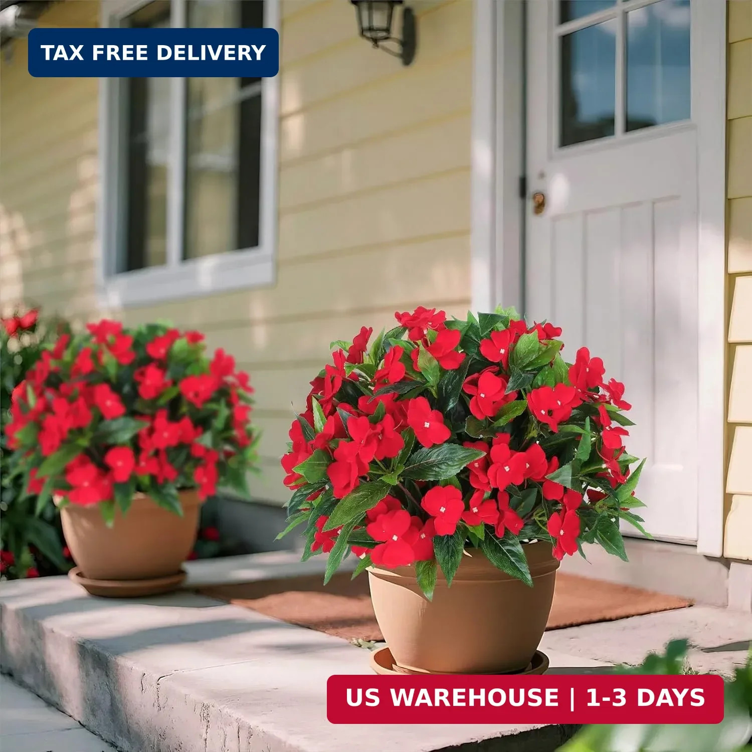 6 Bundles Artificial Impatiens Flowers for Outdoors Decoration, Silk Flowers …