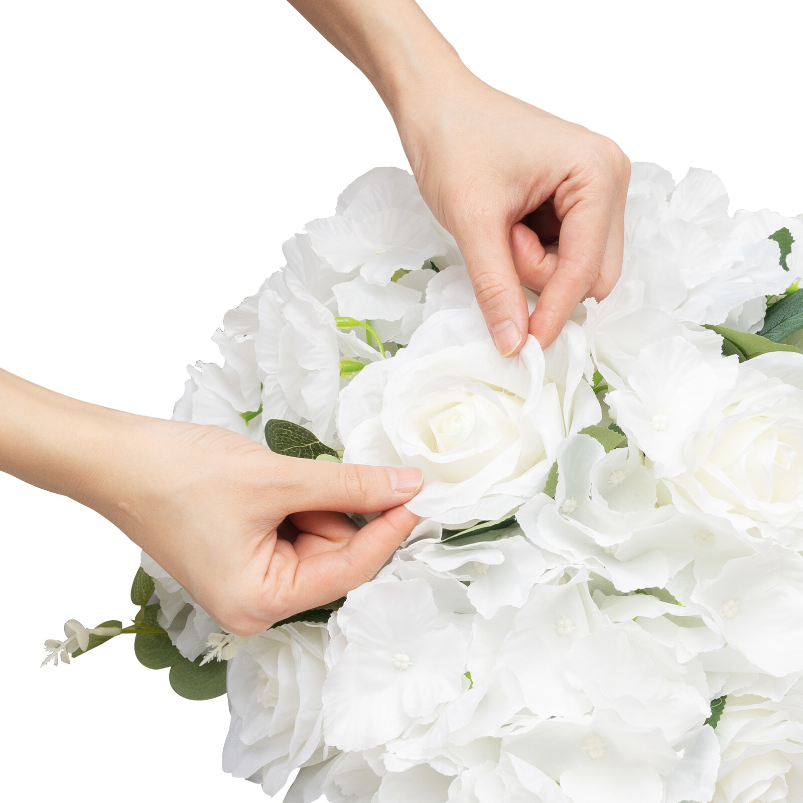 6 Pc White Artificial Rose & Hydrangea Flower Balls for Centerpieces Home Decor