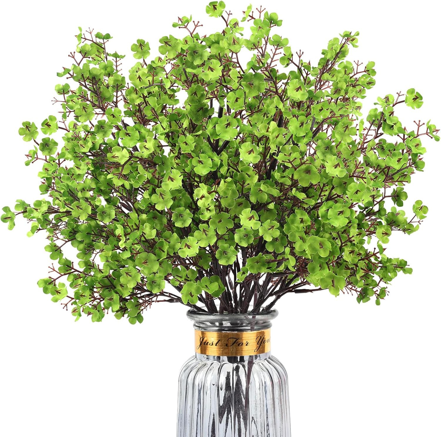 Babys Breath Artificial Flowers, 8 Bundles Green Real Touch Fake Flowers Silk Fl