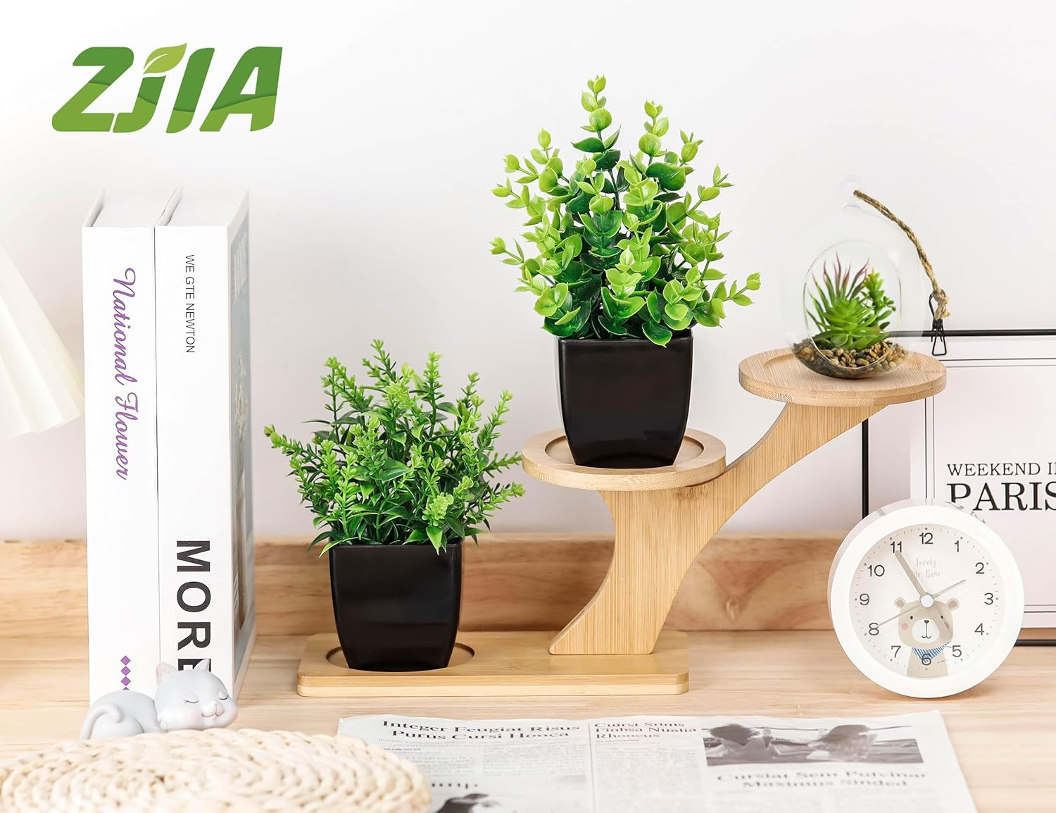 2 Pack Small Fake Plants Black Bathroom Accessories for Home Bedroom Bathroom Ki