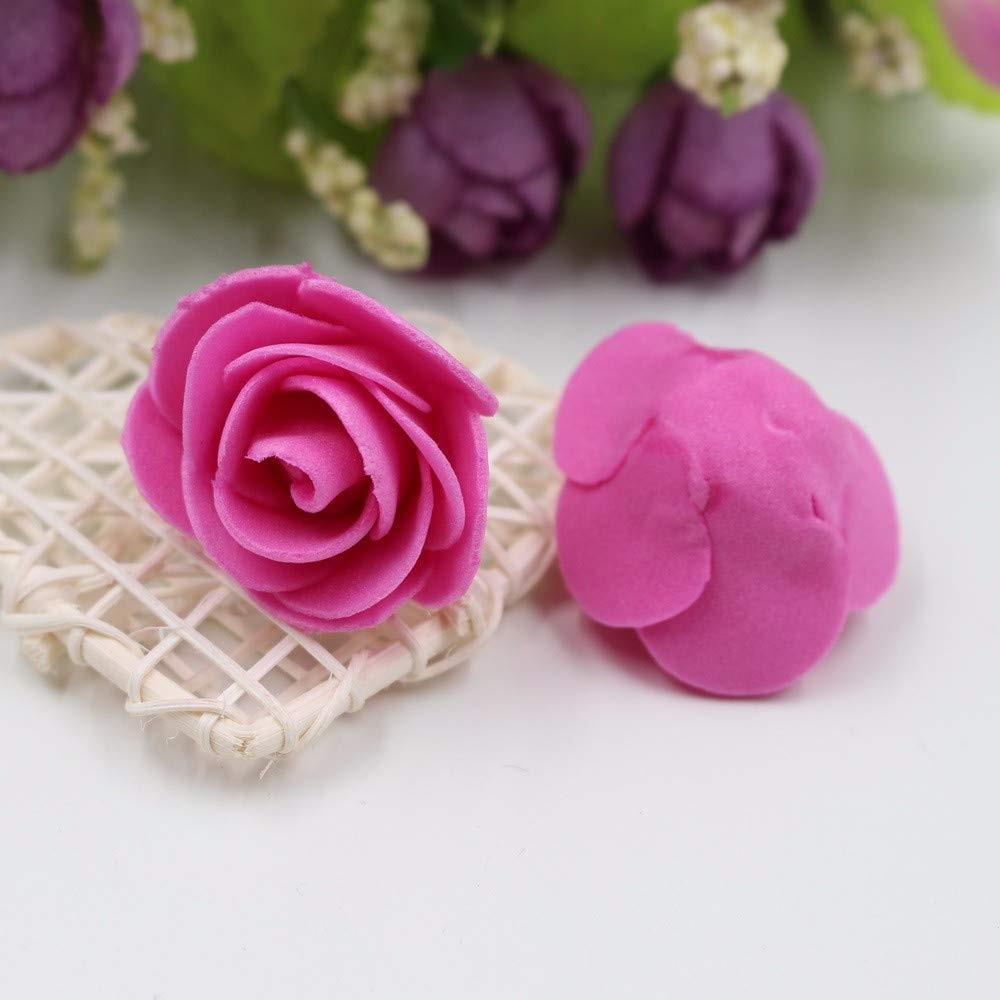 100 Pcs 1.3 Inch Mini Artificial Rose Flowers Mix Color PE Foam Fake Rose Hea…