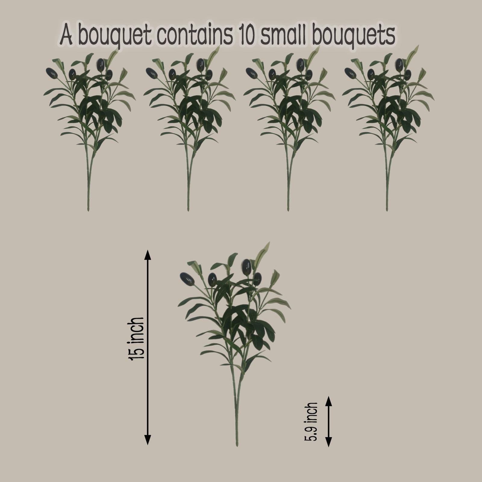 10Pcs Artificial Olive 15 Inches Branche Leaves Fake Eucalyptus Plant Branche…
