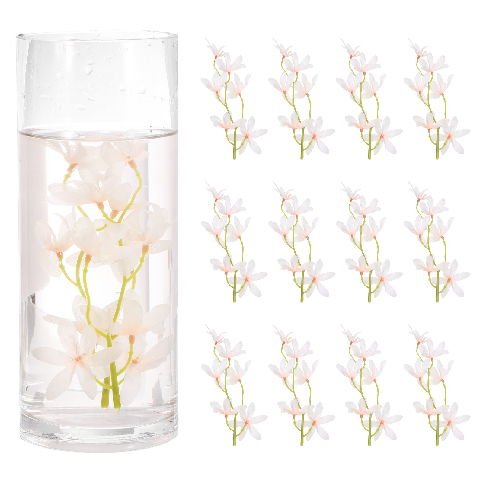 12Pcs Floating Flowers for Centerpieces Artificial Orchid Champagne Gold