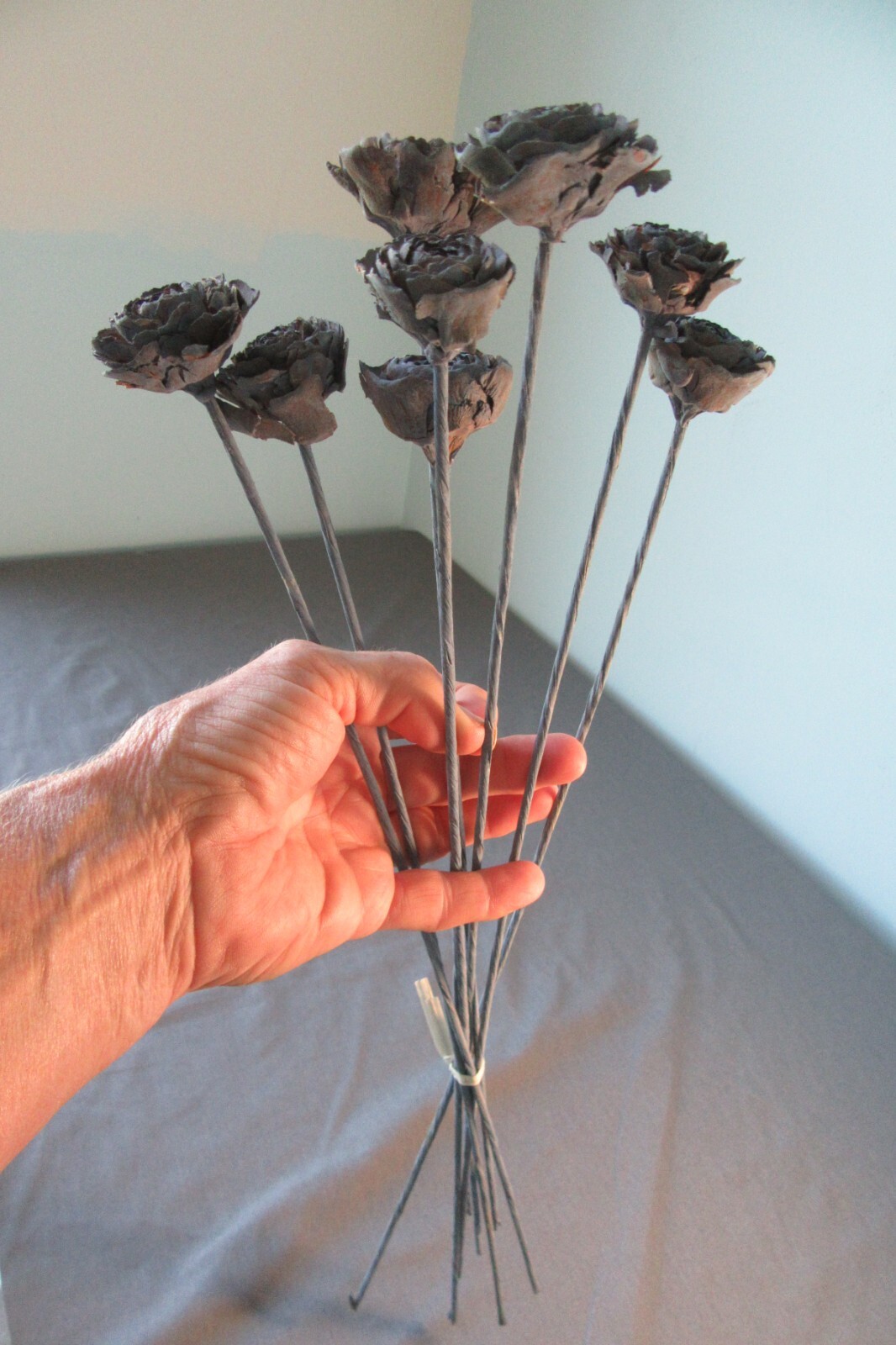 Cedar Roses Pine Cones Painted on Stems Bouquet