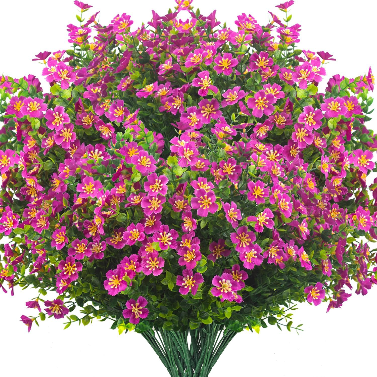 Outdoor Artificial Flowers UV Resistant & Fade Proof, 12 Pack Realistic Fake Flo