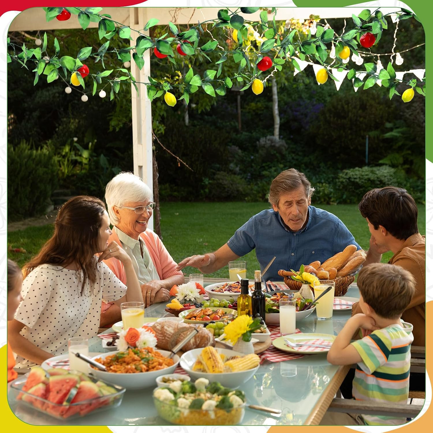 4 Pcs Sukkot Sukkah Decorations Apple Etrog Garland Fruits Hanging Banner Jewish