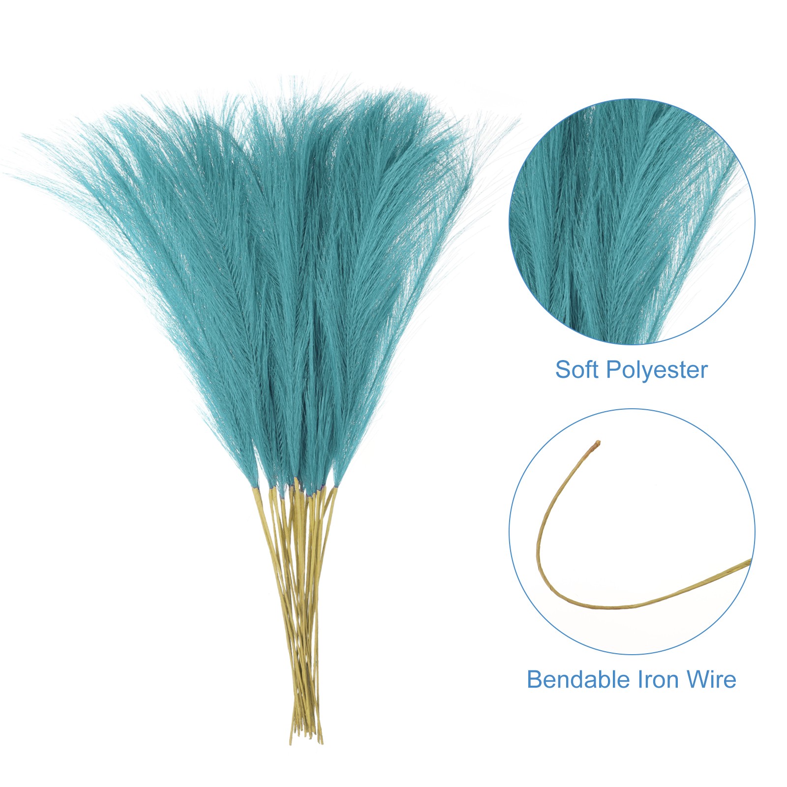 16pcs Faux Pampas Grass 21 Inch Artificial Pampas Grass DECOR Blue Green