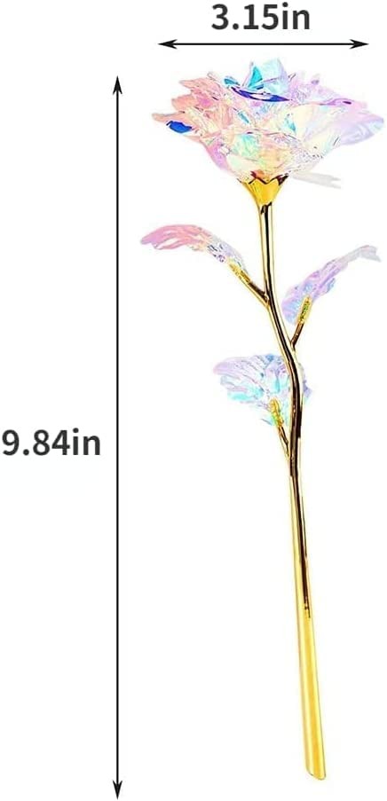 10pcs 24K Colorful Artificial Flower Rose Rainbow Rose Gift Mother’s Day Birt…