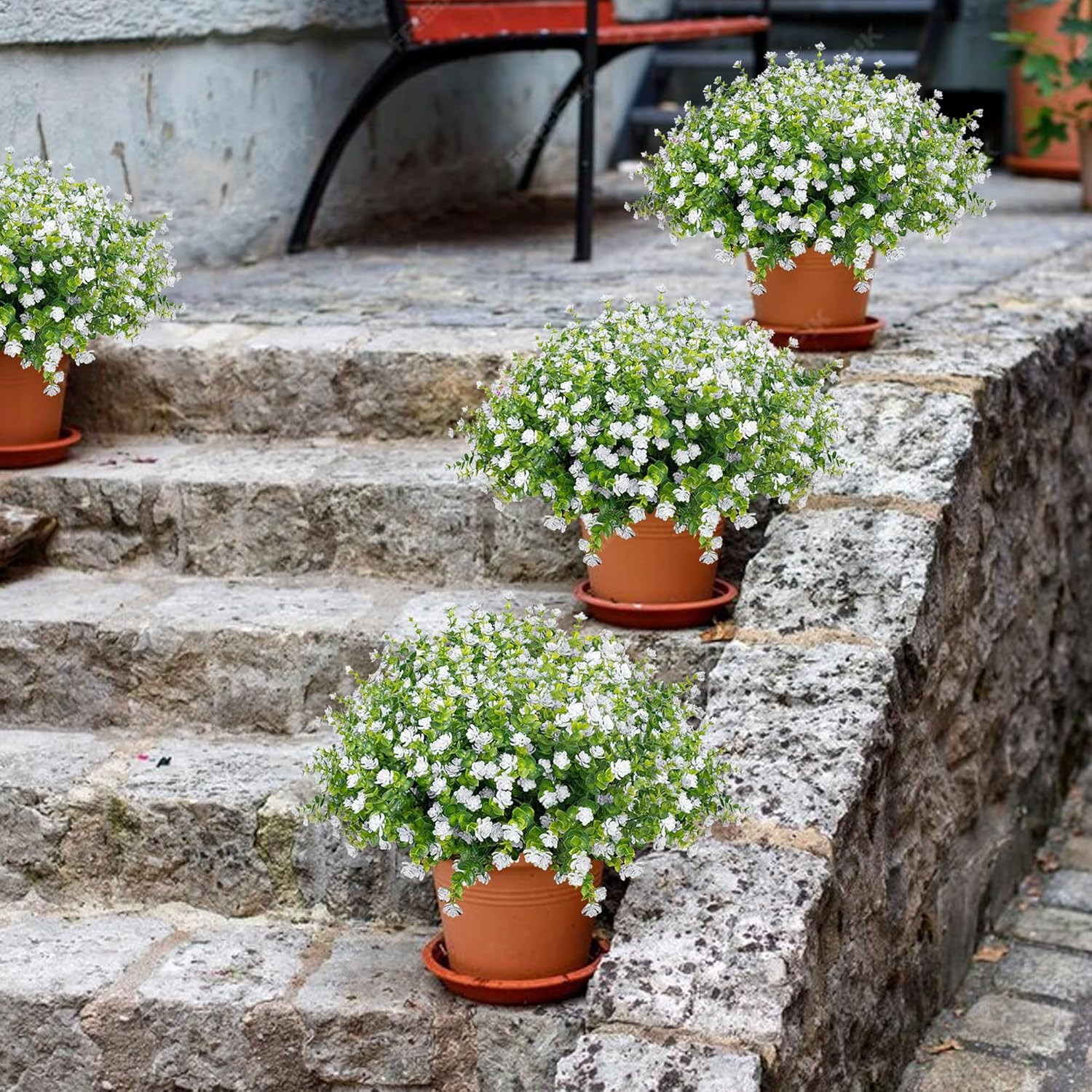 Outdoor Artificial Flowers UV Resistant, 20 Bundles Fake Realistic Floral Greene