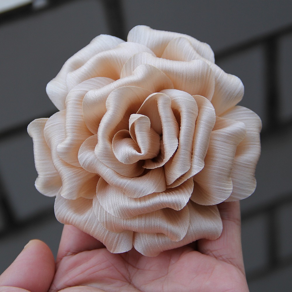 10cm Fashion Handmade Fabric Rose Flower for Women Accessories Wedding Party