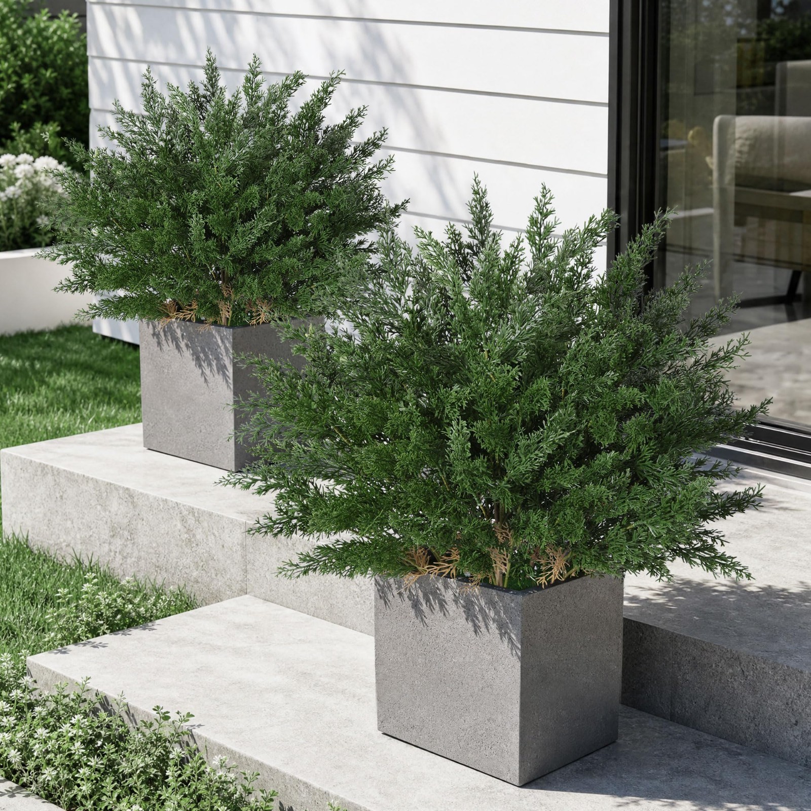4 Bundles Realistic Cedar Stems – UV Resistant Artificial Greenery for Outdoor D
