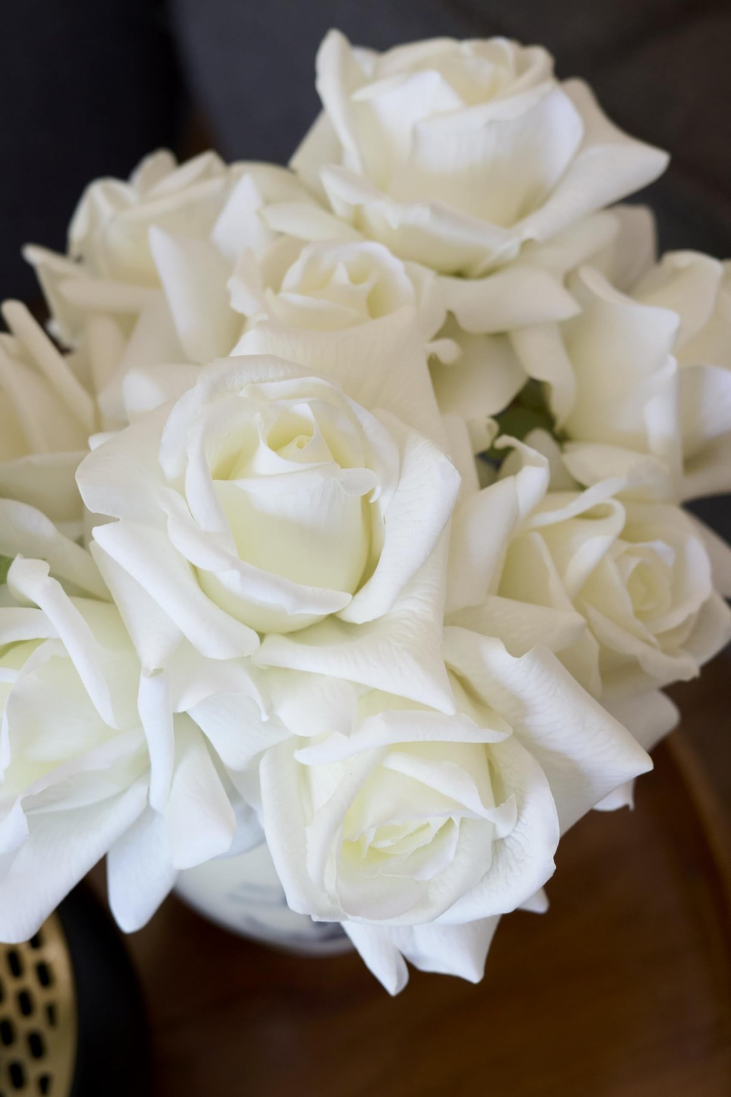 10 PCS Artificial White Roses Real Touch Mini Bouquet Wedding Centerpiece