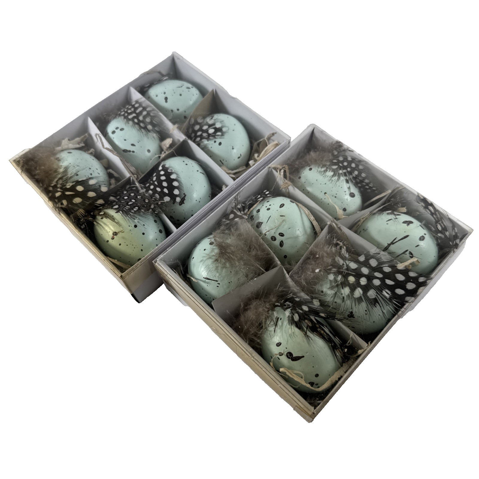 2x NEW OLD STOCK Vtg 2” Bird Blue Speckled Eggs Packs of 6
