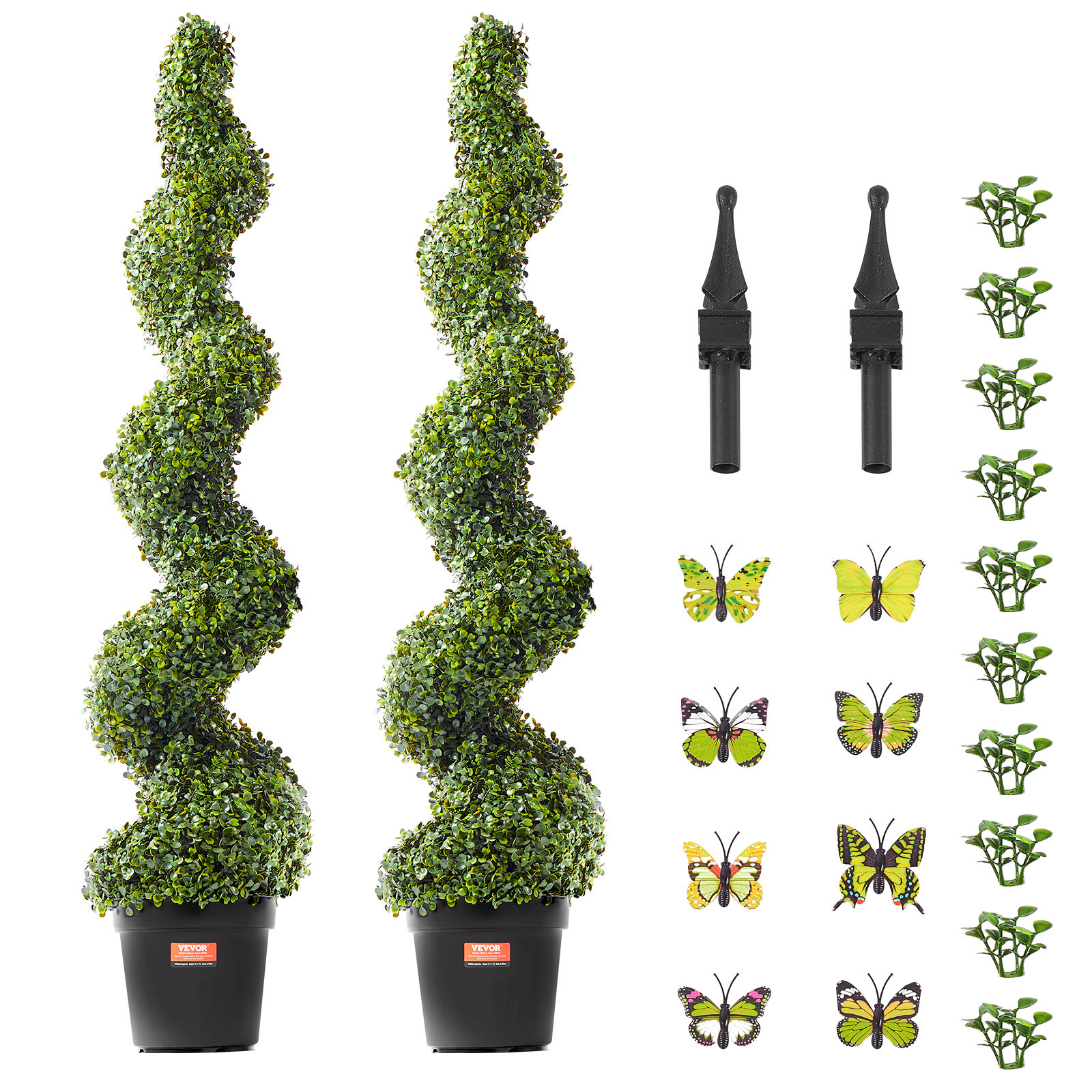 VEVOR 2 Pack 5′ Artificial Boxwood Topiary Tree Faux Plant UV Decor In/Outdoor