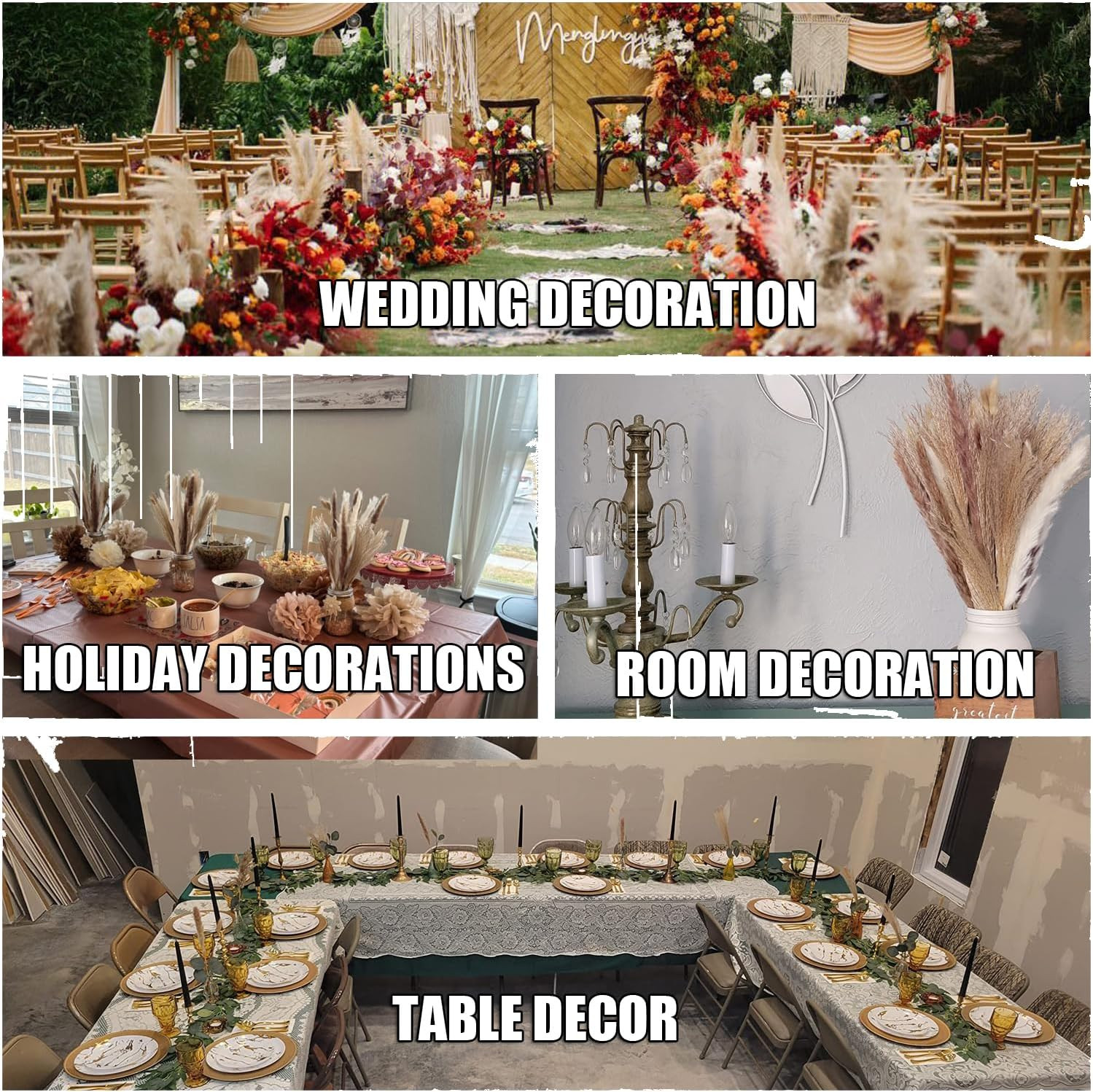 Dried Pampas Grass Decor 107 Pcs Boho Home Decor 17 Inch Natural Dried Flower Bo