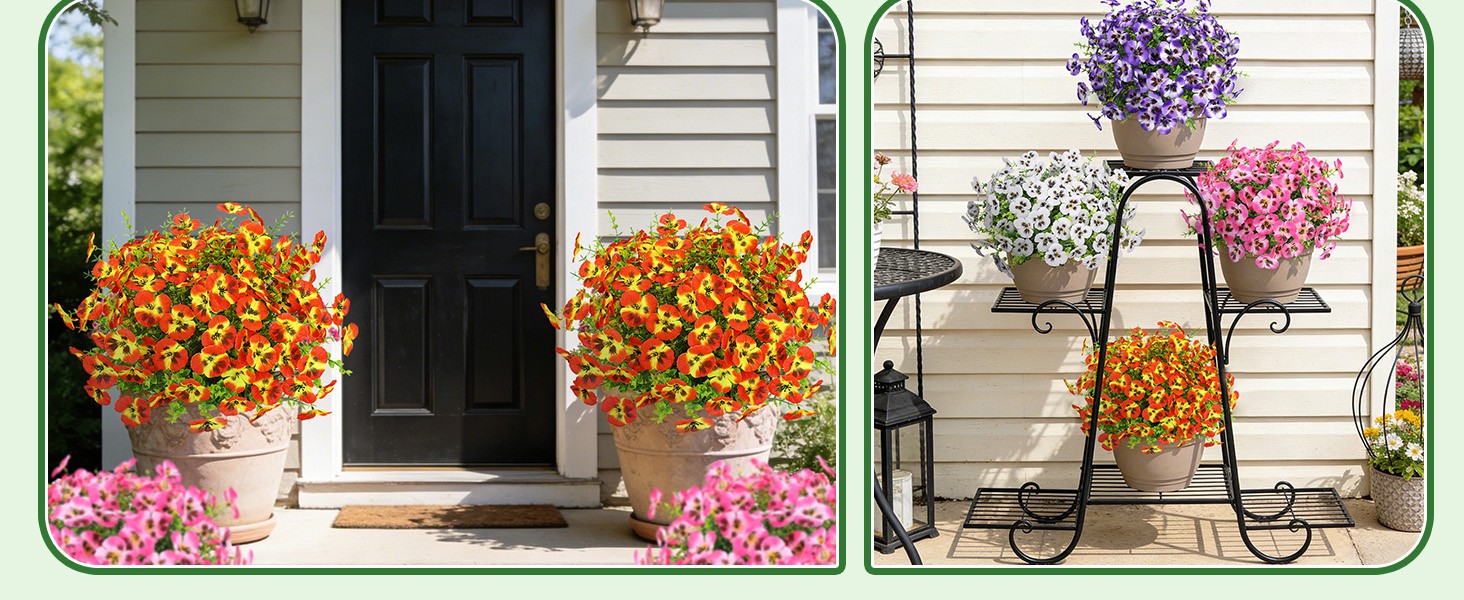 20 Bundles Artificial Pansy Flowers for Outdoors, Mixedcolor | Fake pansies silk