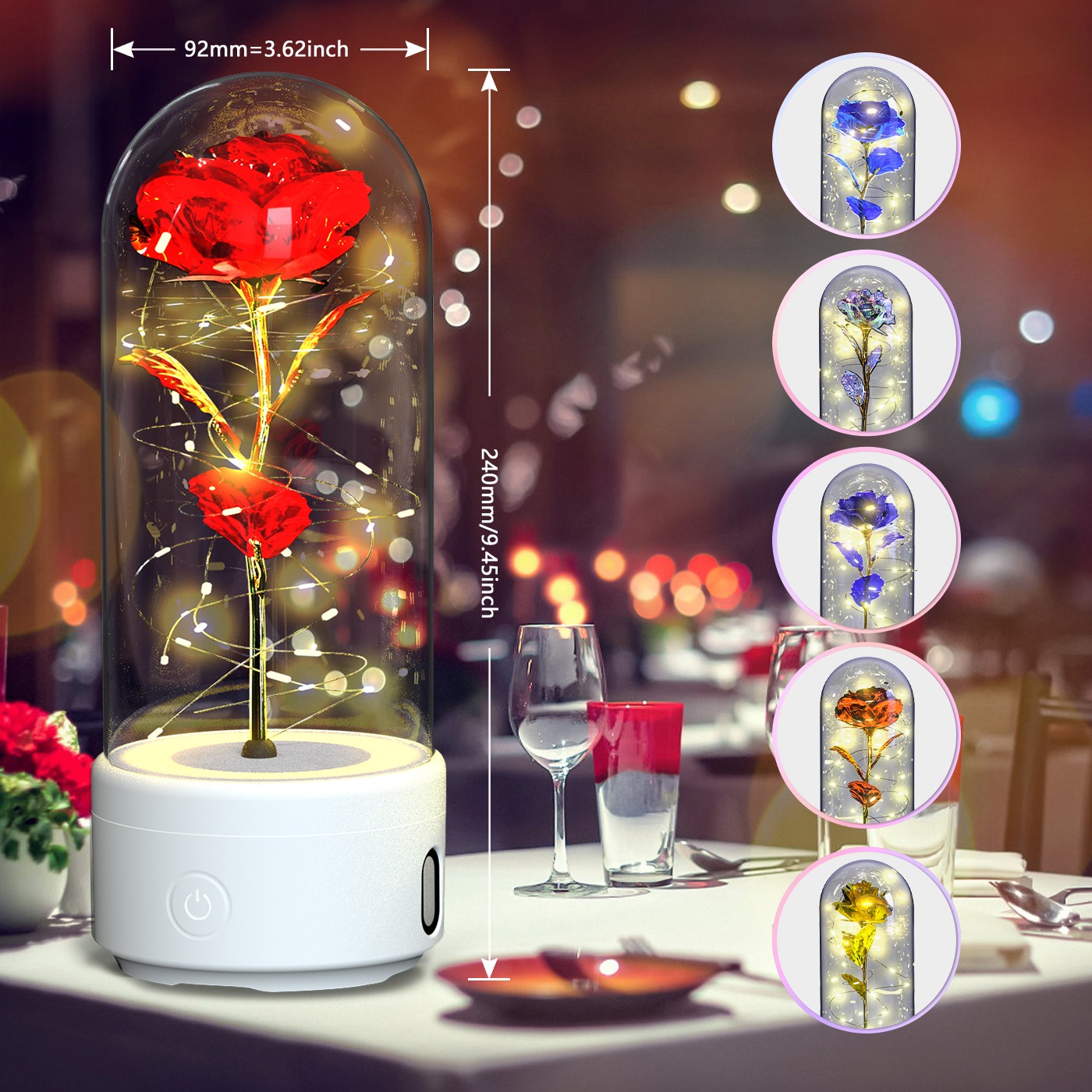 Rose Flower LED Light & Bluetooth Speaker Romantic Gift for A Woman Flowers