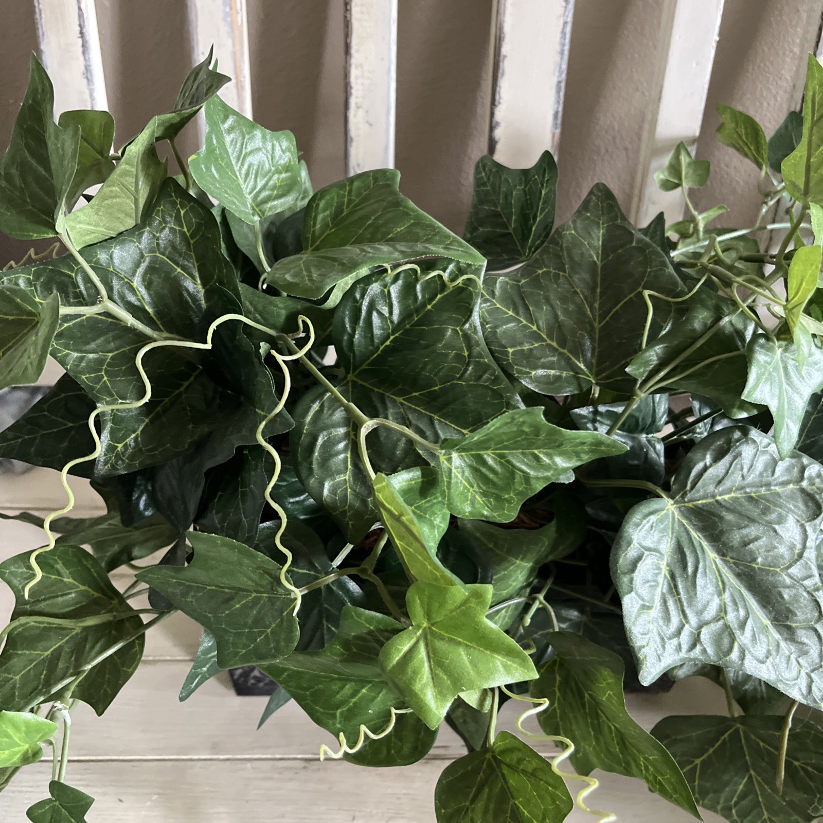 Faux Ivy In Metal Container 10.5”W x4.25”Dx4”H Container W/ Plant 12”H x30”W