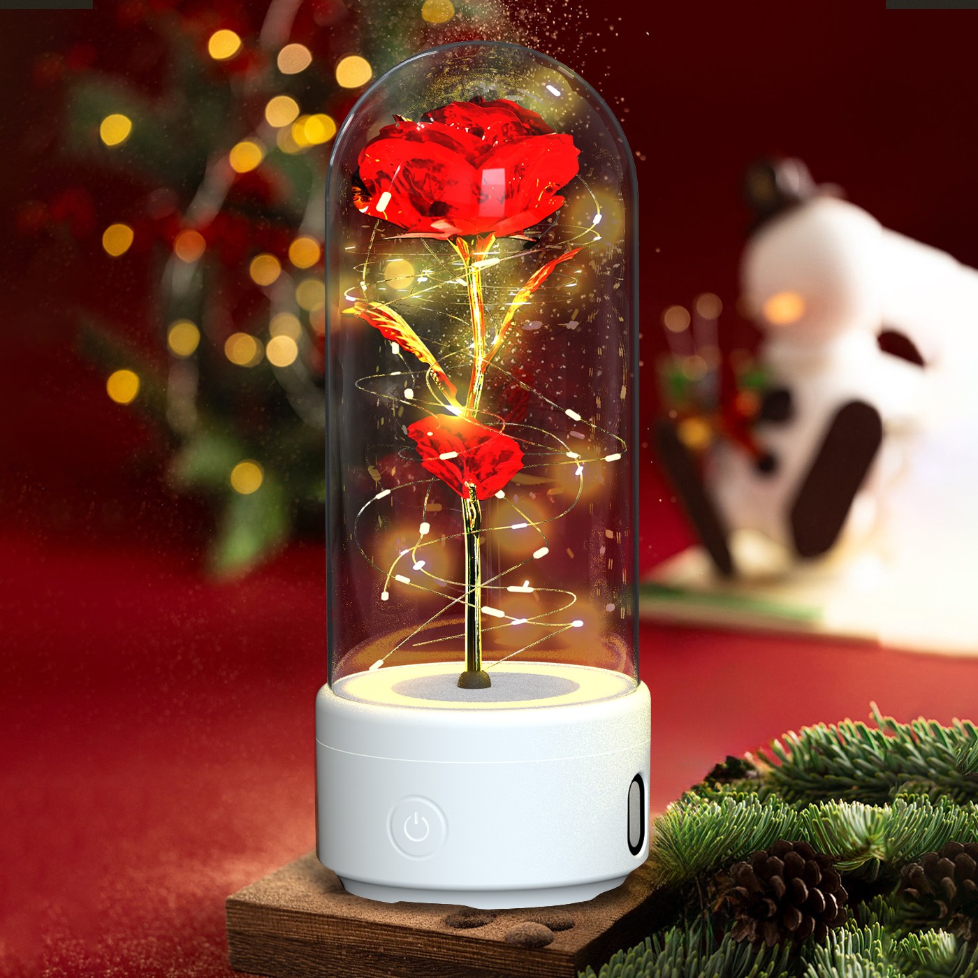 Rose Flower LED Light & Bluetooth Speaker Romantic Gift for A Woman Flowers