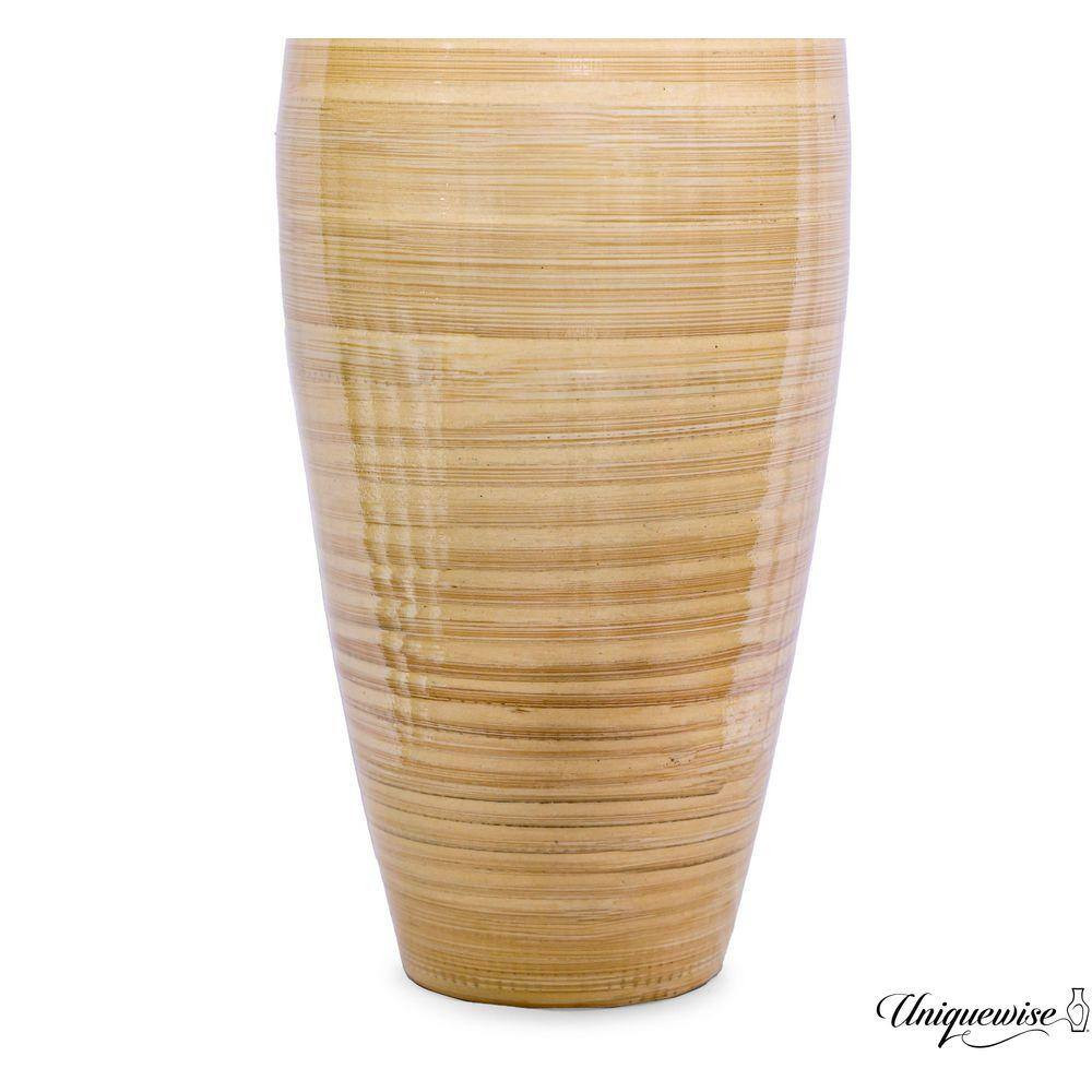 17 In. Bamboo Cylinder Flower Vase Modern Decor Piece Pampas Grass Dried Flowers