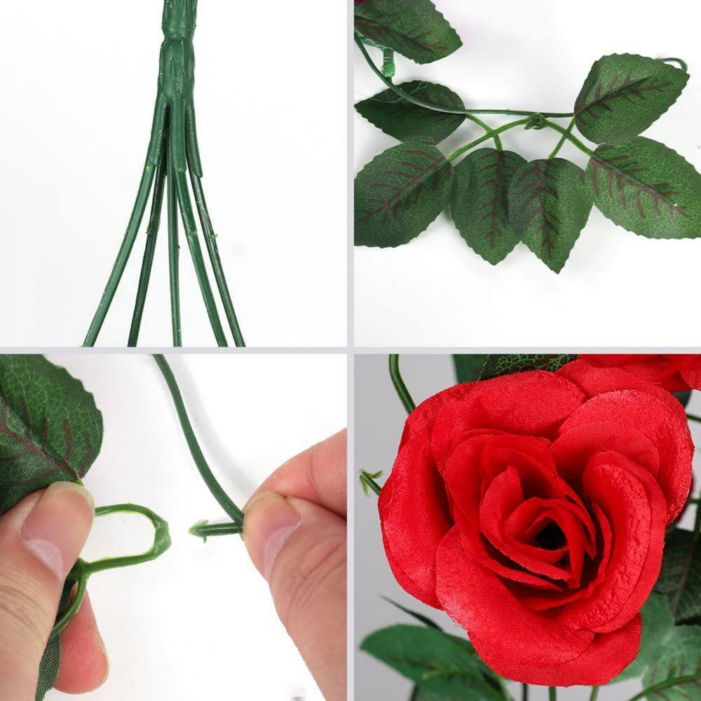 3.3 Ft. Red Artificial Rose Hanging Flowers with 3 0 LED Fairy String Lights (Se
