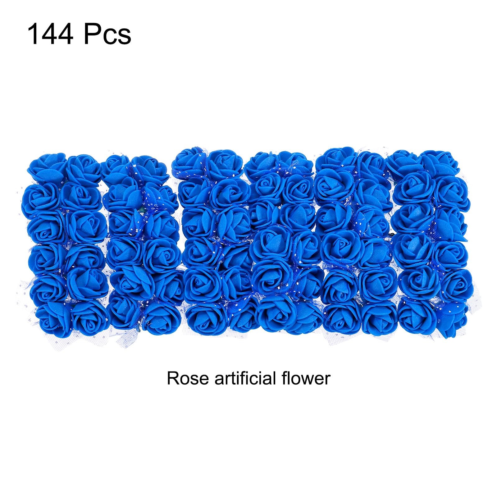 144 PCS 1 Inch Bright Blue Mini Artificial Rose Flower Heads for DIY Crafts