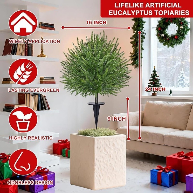 2 Pack Artificial Norfolk Pine Bushes UV Resistant Indoor Outdoor Decor New