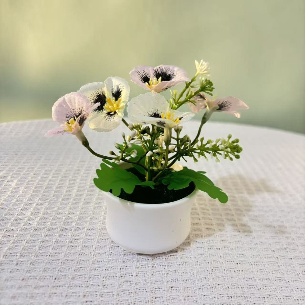 Realistic Artificial Phalaenopsis Orchid in Pot 12cm Height for Table Decor