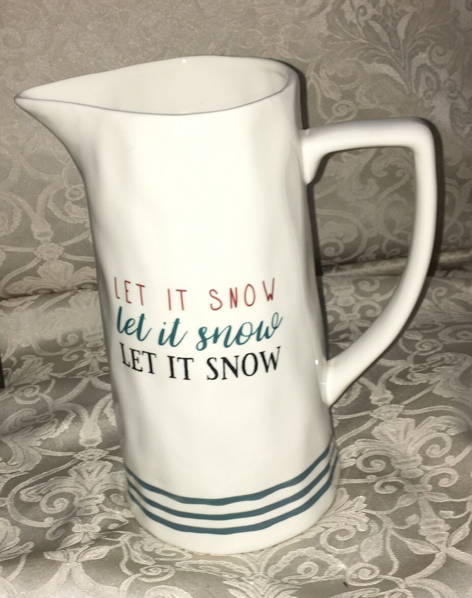 creative co-op ceramic 9 1/2 inch Let It Snow￼pitcher