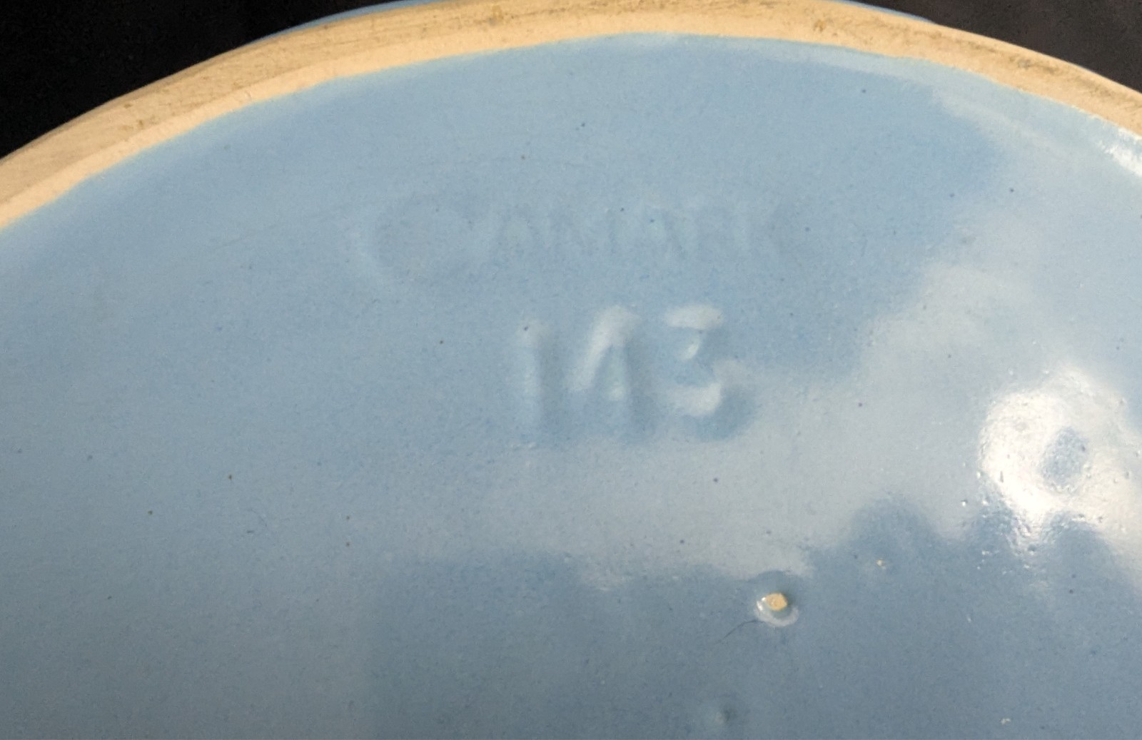 Vtg Camark Art Pottery Blue Shallow Bowl Planter & Bird Flower Frog Set (S4)