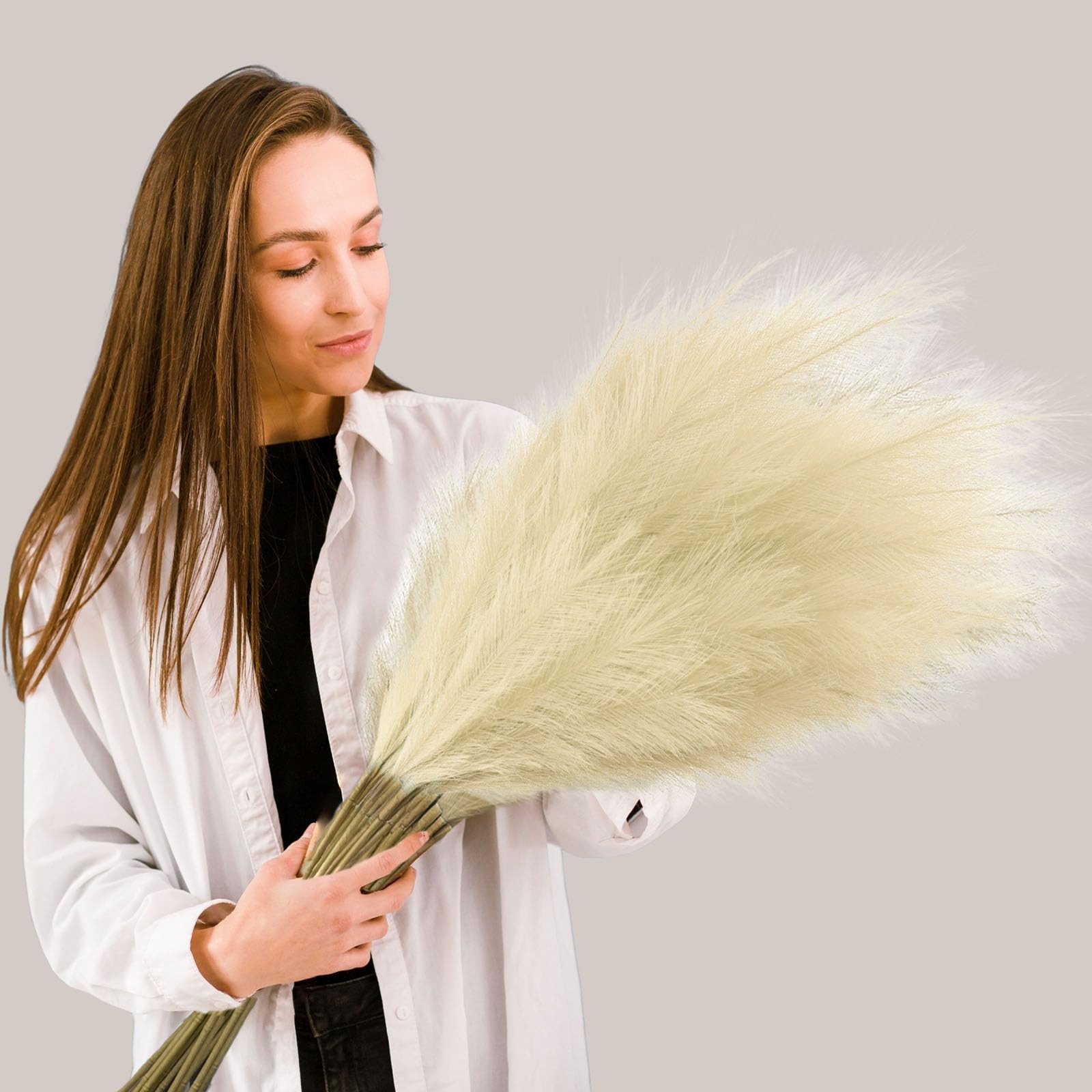 8 PCS 45 Inch Artificial Tall Faux Pampas Grass Bulk Dried Decor Floor Vase Boho