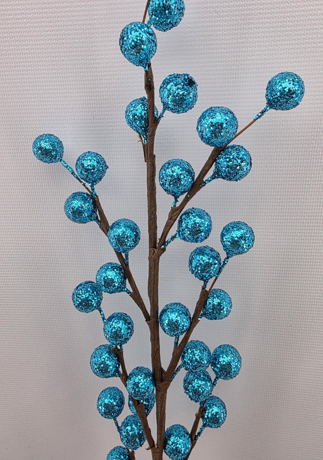 Glitter Berry Picks Peacock Blue Lot of 19 Stems 16″
