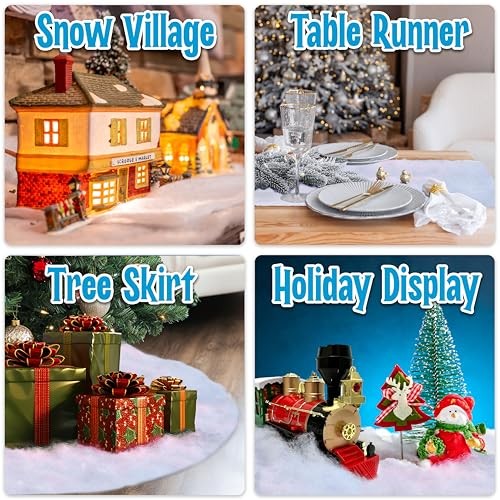 Snow Blanket for Christmas Decorations – 94 x 31 Inch Large Artificial 1 Roll