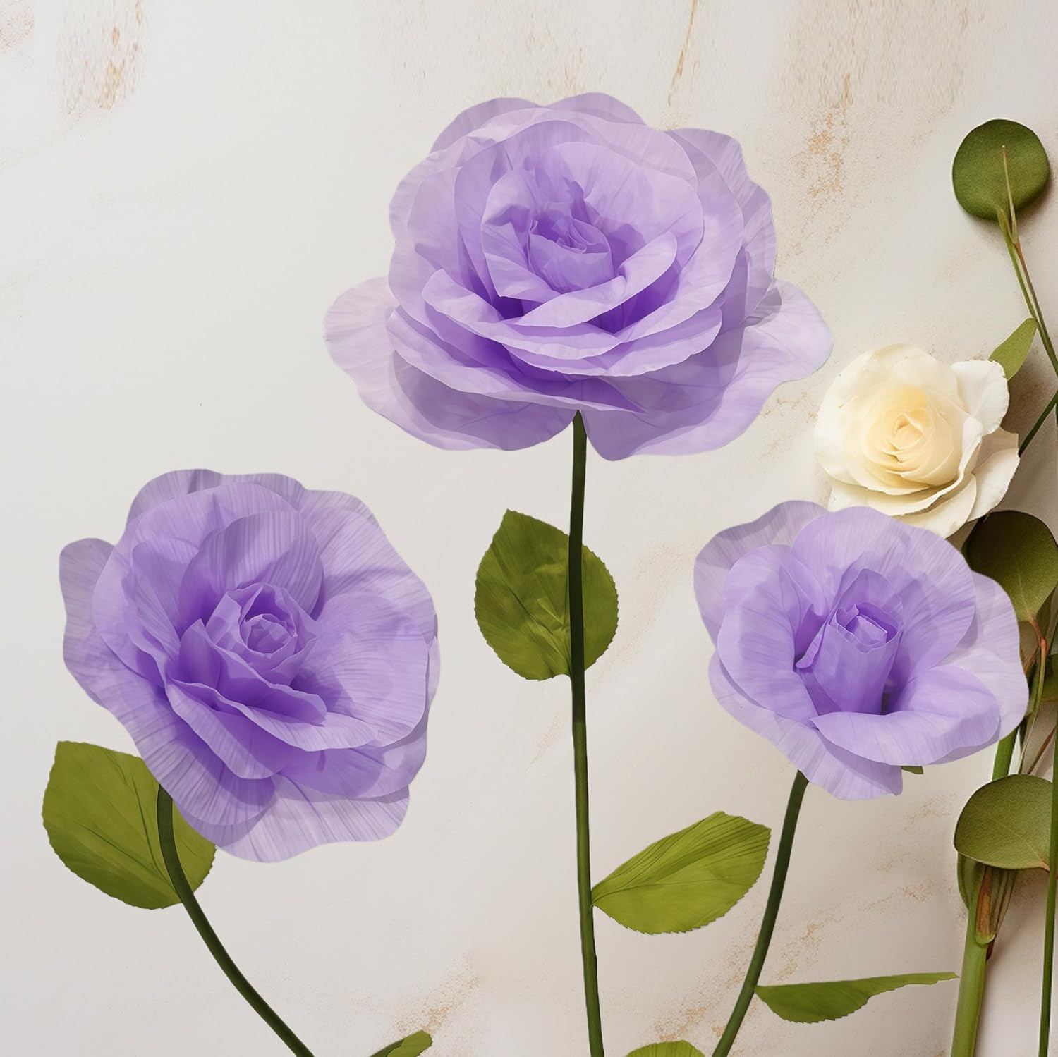 Large Purple Artificial Rose Decor for Weddings, Events, & Home Styling