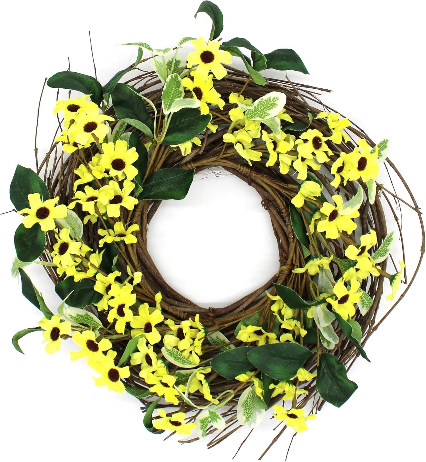 CVHOMEDECO. Rustic Country Artificial Eucalyptus Leaves & Twig Wreath Year Round