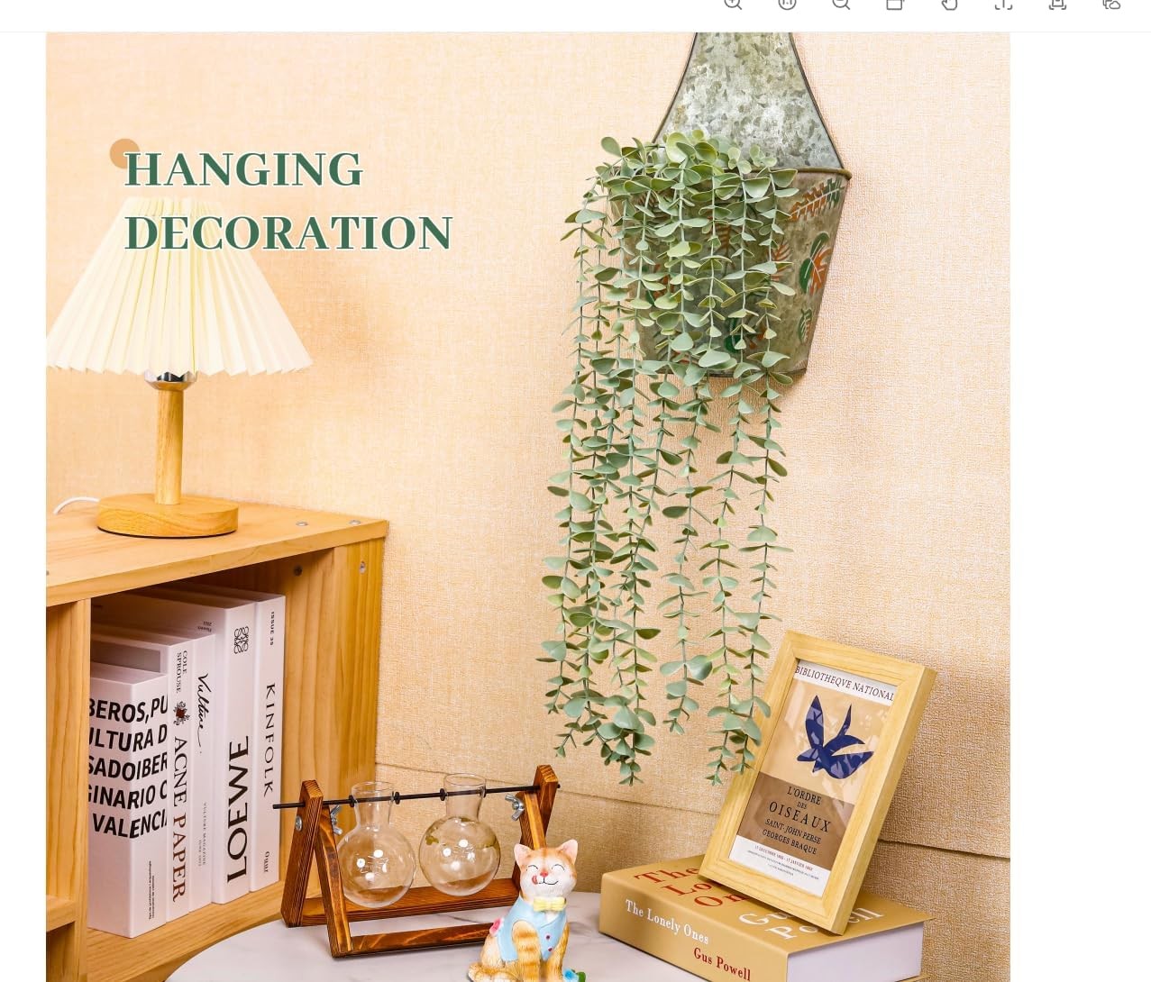 Artificial Eucalyptus Hanging Plants Fake Potted Greenery for Vintage Boho, Grey