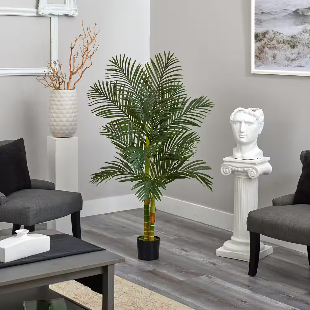 Nearly Natural Artificial Palm Tree 5FT Golden Cane Indoor Faux Tropical Plant