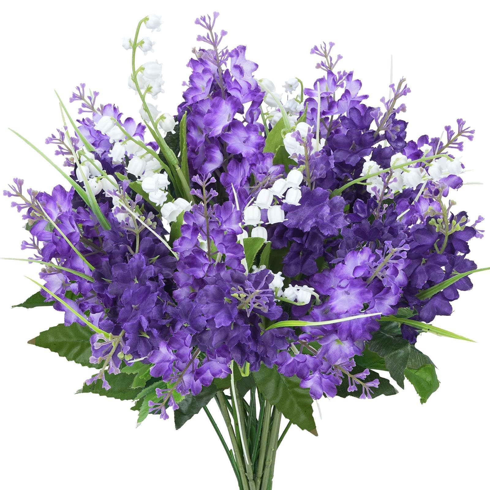 10Pcs Lilac Flowers Artificial Bouquet Fake Purple Flowers Faux Lilacs Mix Bu…
