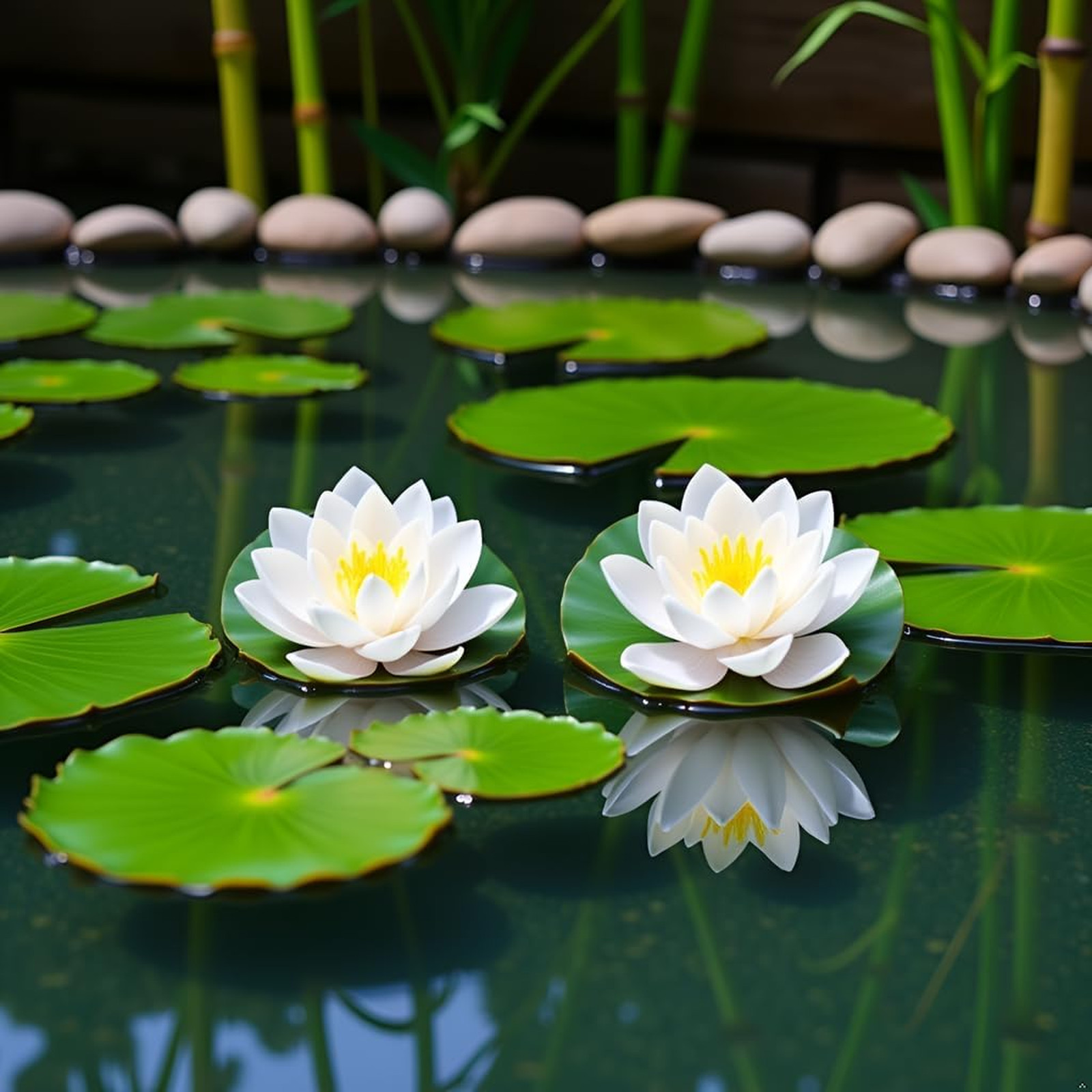Floating Lotus Flowers Set of 6 White Artificial Water Lily Pond Decor Faux