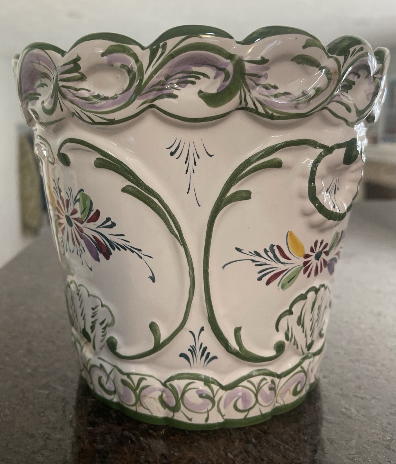 1970s Vintage Hand-Painted Ceramic Planter – Portugal Rare Stamp & No. by RC&CL