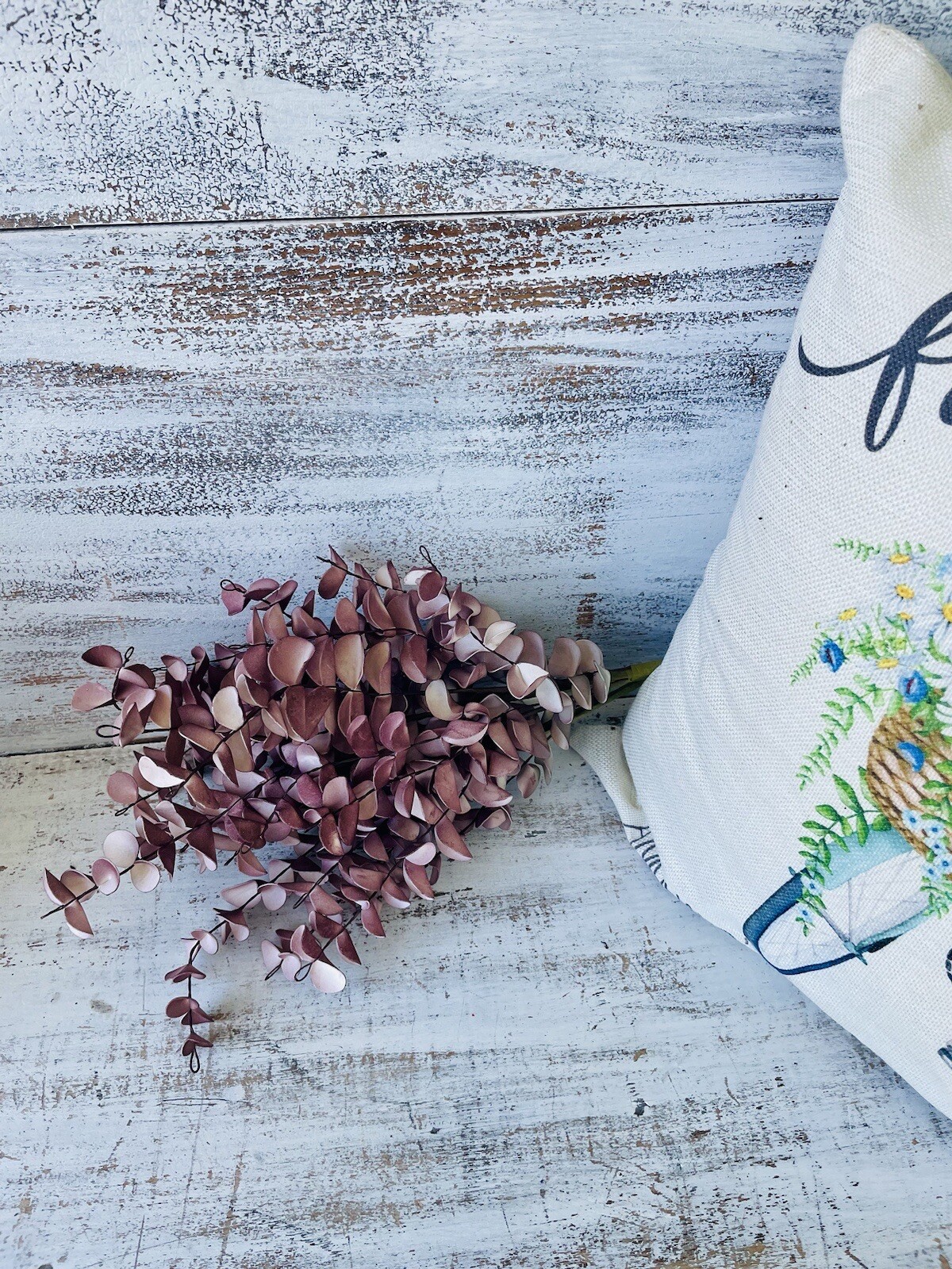 Burgundy Fall Ombré Eucalyptus Leaf Spray, 22”