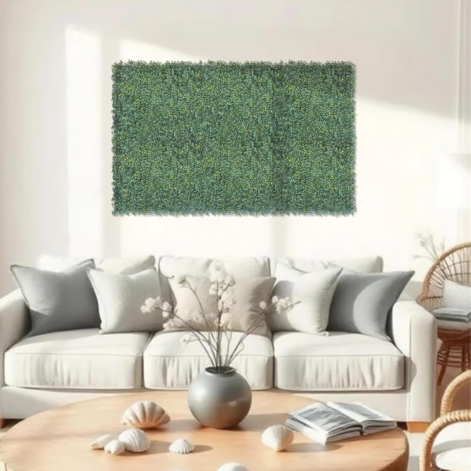 Grass Wall Panels 12 PCS 10″x 10″ Artificial Boxwood Panels with 50 Zip Ties,…