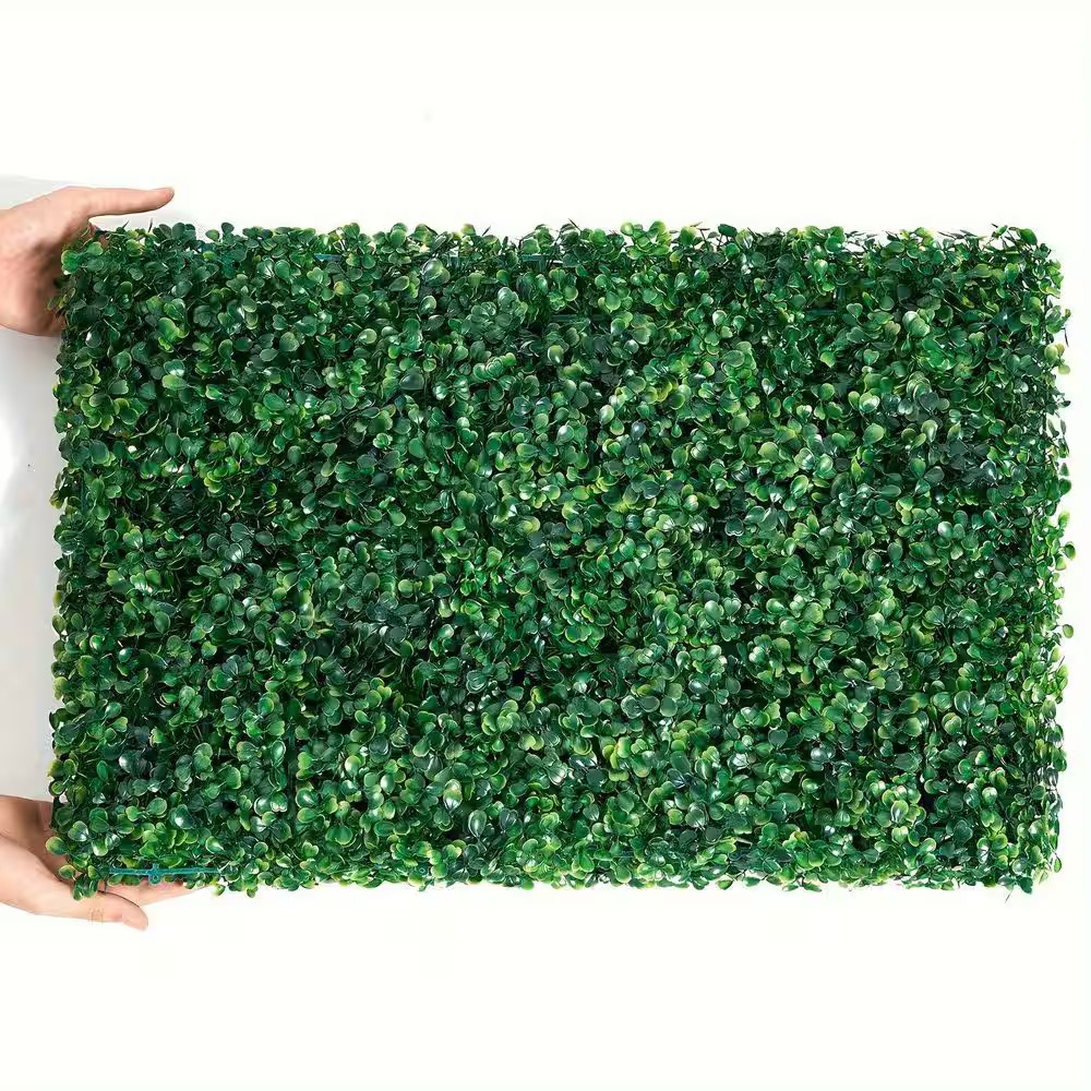 24 X 16 In. 12-Pieces Plastic Artificial Boxwood Hedge Panel-Realistic Fake Gras