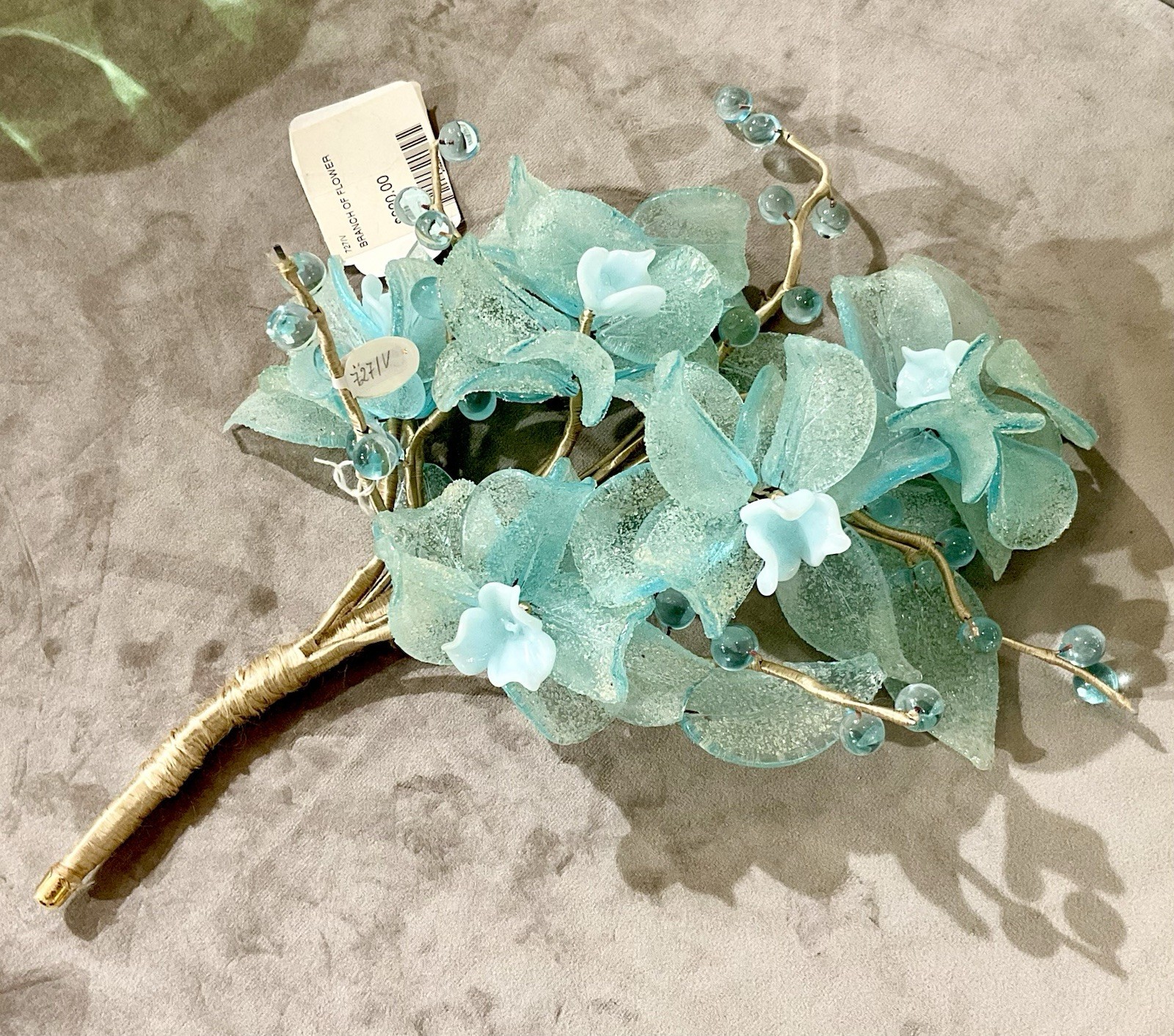 Cose Belle Cose Rare Italian Aqua Crystal Glass Flower Spray 13×8” NOS w/Tags