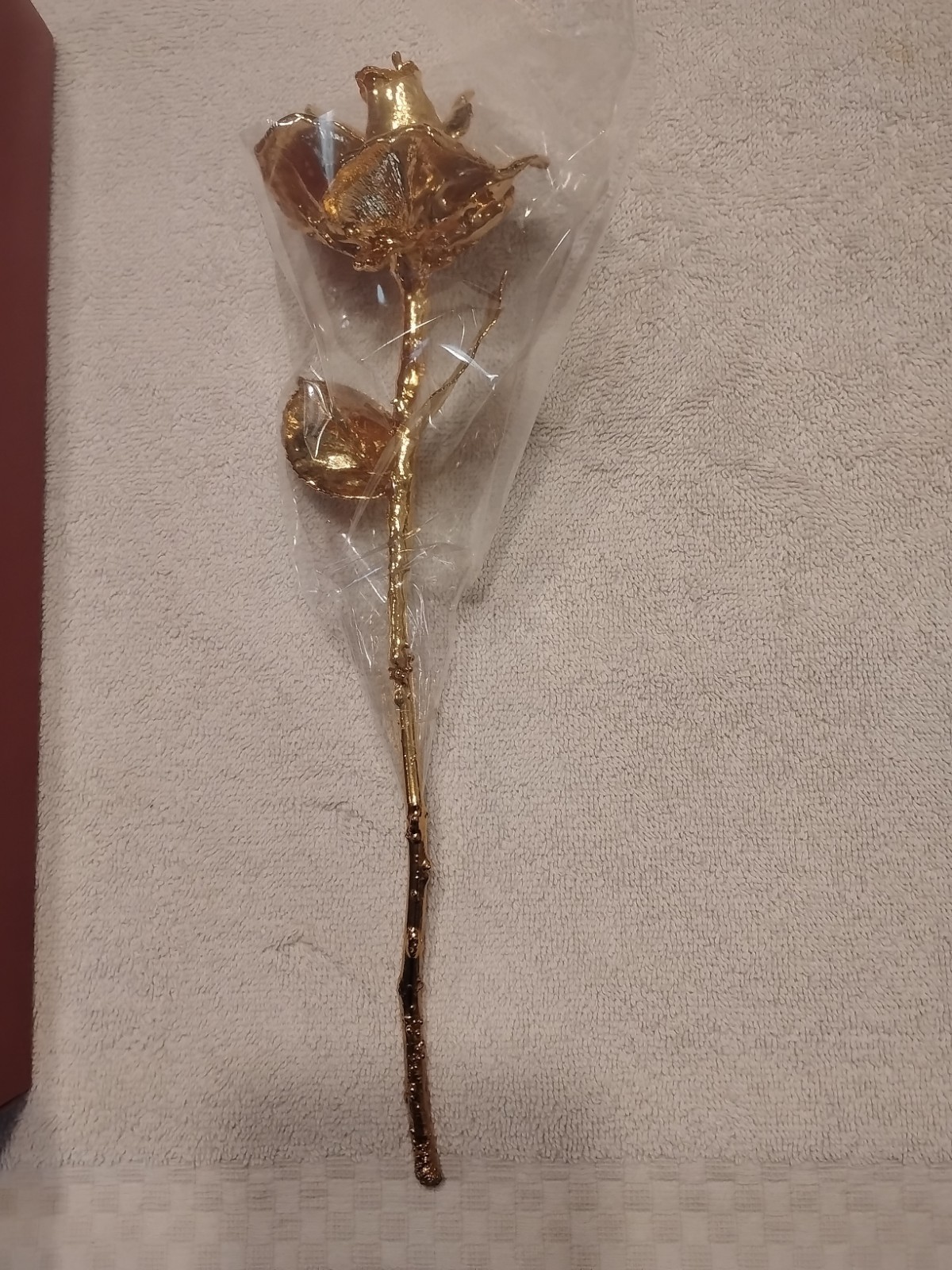 Real Rose Dipped In 24K Gold Red Gift Box
