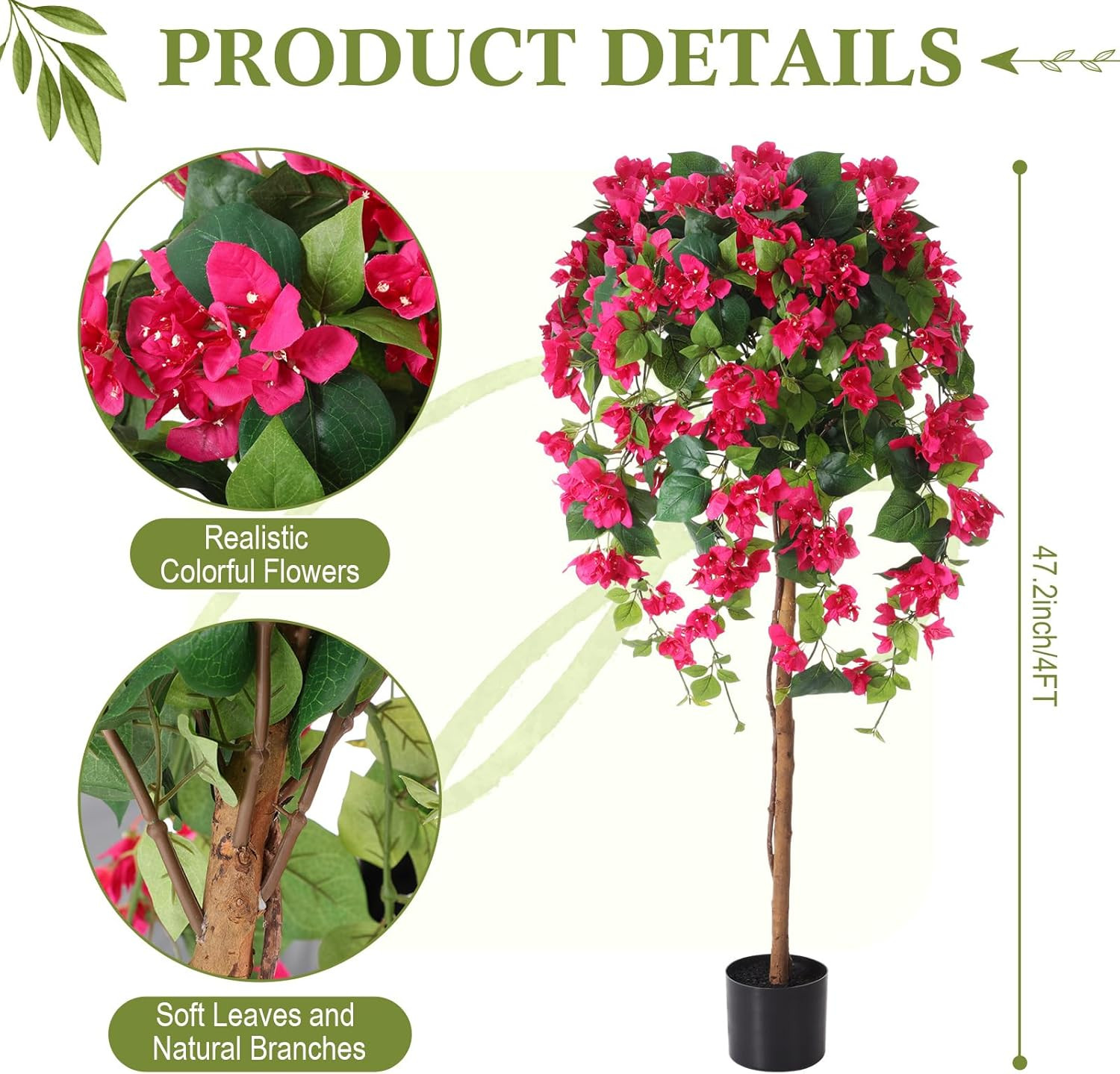 4 Pcs 4 Ft Artificial Bougainvillea Tree for Home Wedding Decor