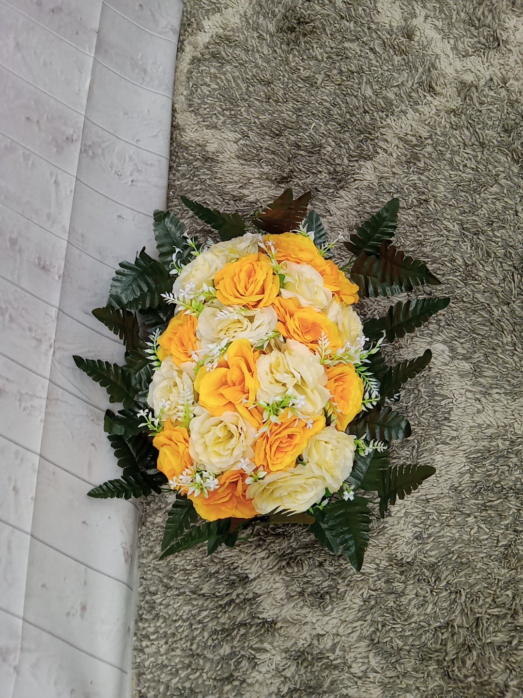 Artificial Flowers Decor, Headstone Saddle For Grave Yellow Roses