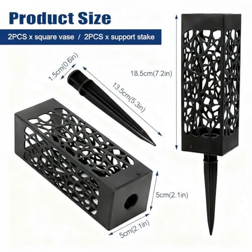 1Inch Cemetery Vases with Stake, Cemetery Artificial Flower Vase Weatherproof 2