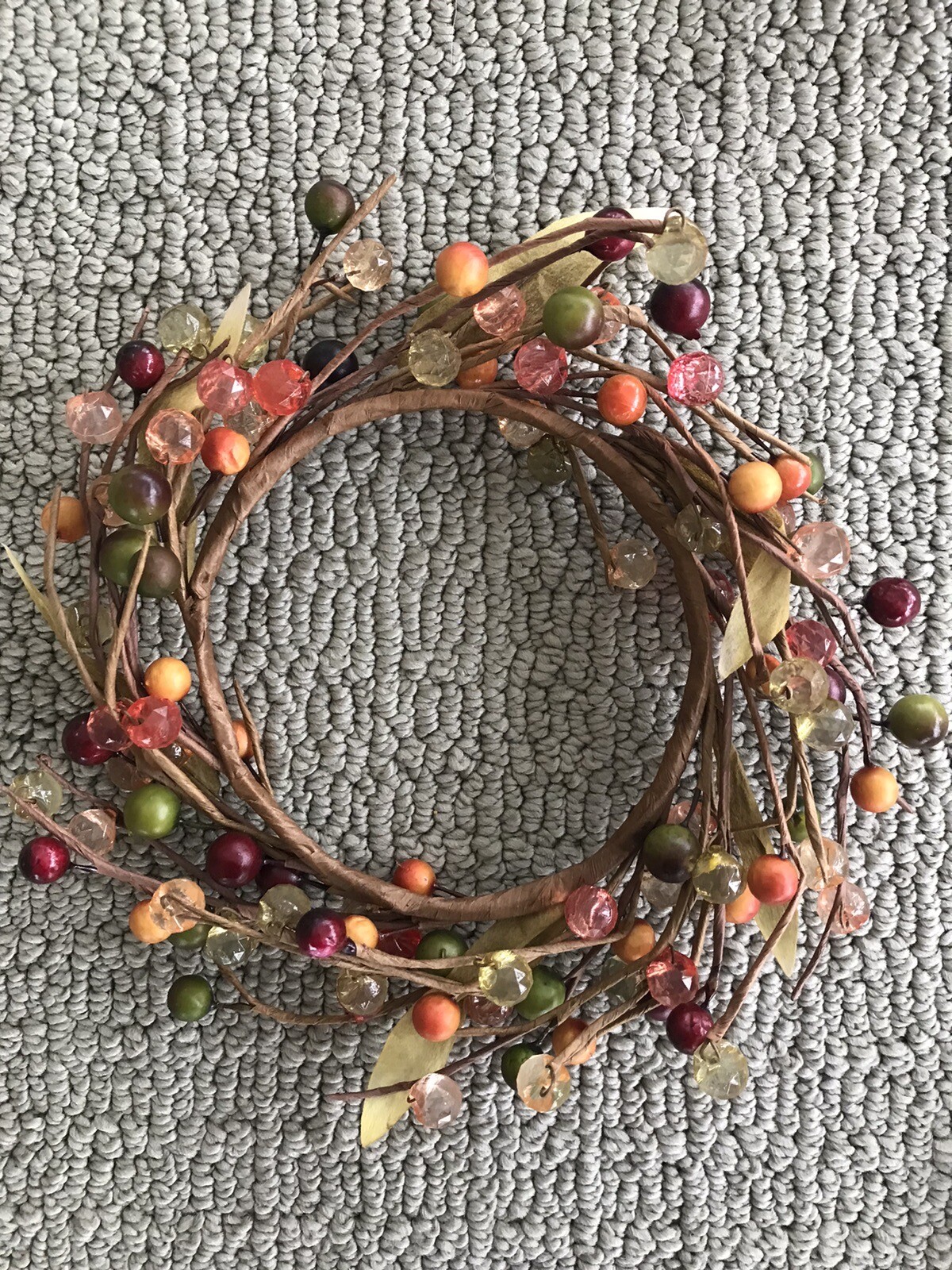 *NEW* LOT OF 3 Farmhouse Candle Ring Wreaths 4.5″ Pips Berries Seasonal