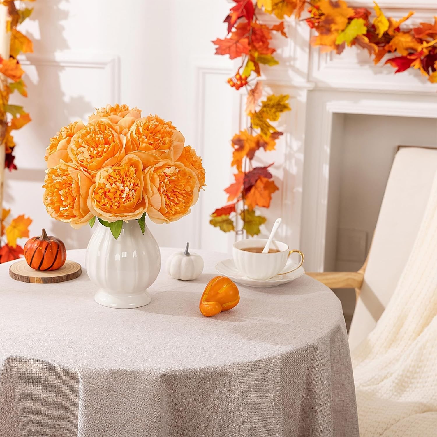 Stunning 10pcs Orange Artificial Peonies – Perfect for Seasonal Decor & Events